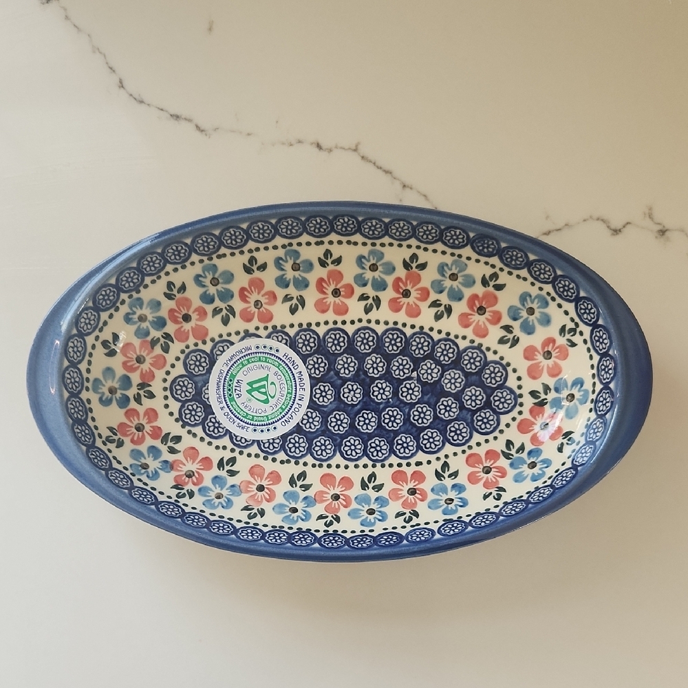 Polish Pottery Oval Dish By Wiza